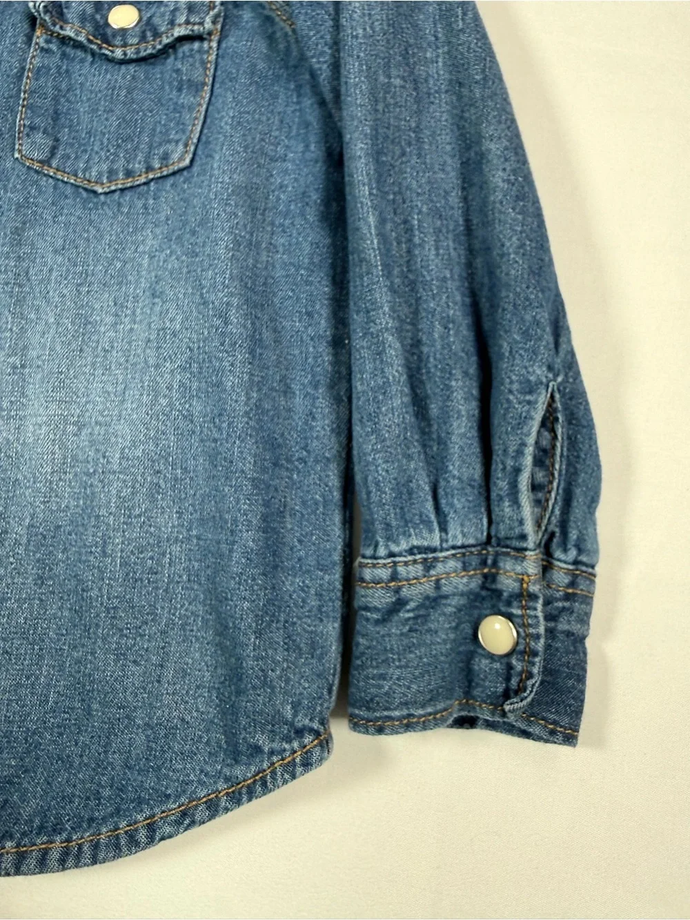 OLD NAVY Boys Western Denim Snap Shirt 3T Chambray Pearl Snap Button Down Cowboy